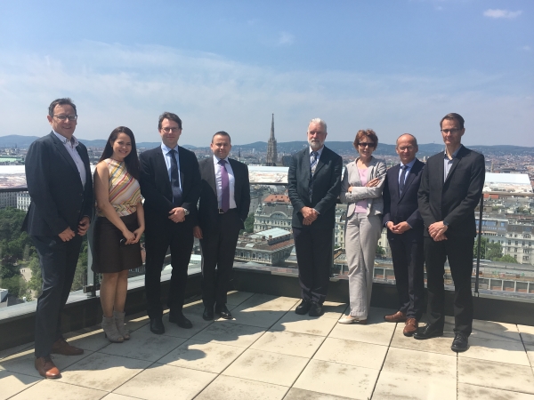 From left to right: the Chair of the PPI Task Force Leo Arpa (Mondi), Thaís Mattos and Johan Elvnert (FTP), Bernard de Galembert (CEPI), Heiner Grüssenmeyr (Stora Enso; co-Chair of the PPI Task Force), Veronique Morin (Centre Technique du Papier –  CTP), Frank Miletzky (Papiertechnische Stiftung -PTS) and Heikki Ilvespää (UPM-Kymmene). Photo by Mia Kainz © Mondi